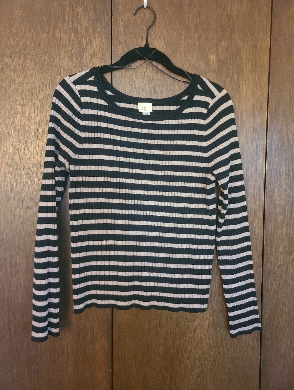 Striped Knit Long Sleeve Top